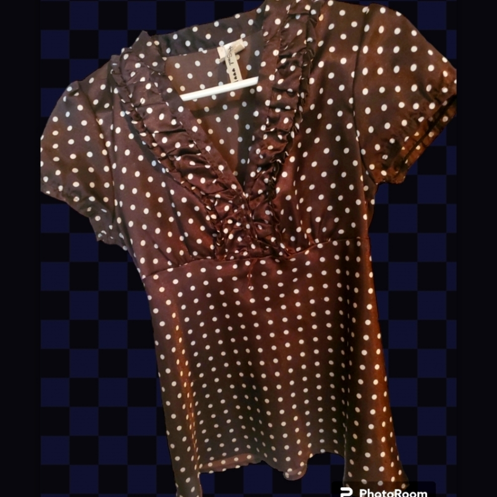 Heart & Soul Pinup Style Brn/Wht Dots Sz M